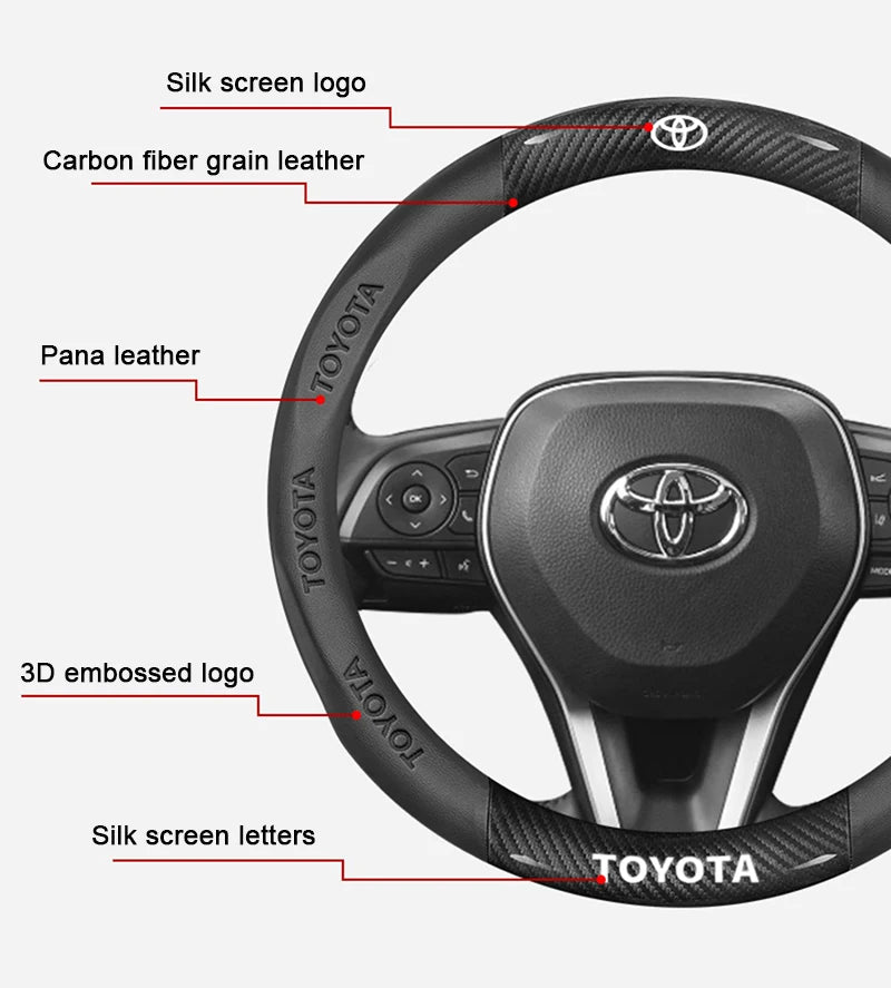 Carbon Fiber Leather Steering Wheel Cover for Toyota