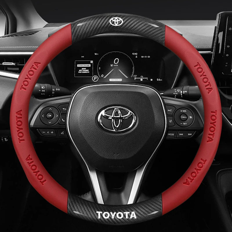 Carbon Fiber Leather Steering Wheel Cover for Toyota