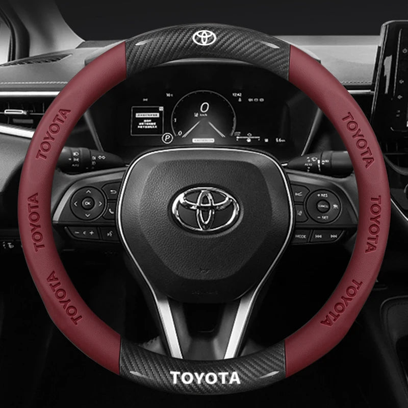Carbon Fiber Leather Steering Wheel Cover for Toyota