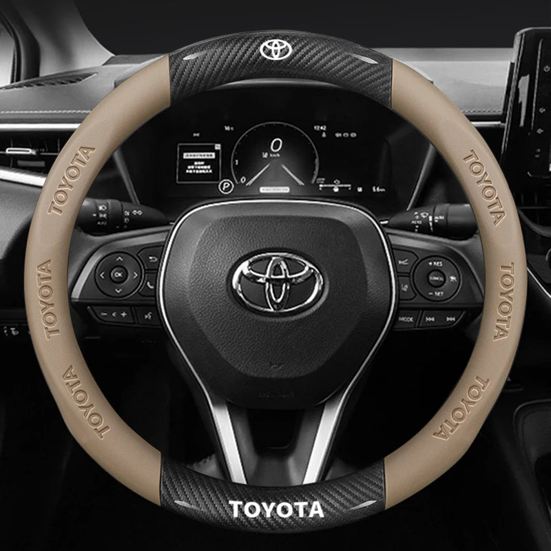 Carbon Fiber Leather Steering Wheel Cover for Toyota