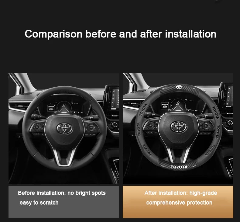 Carbon Fiber Leather Steering Wheel Cover for Toyota