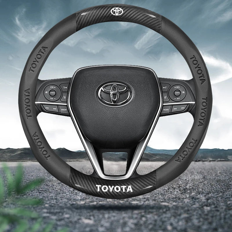 Carbon Fiber Leather Steering Wheel Cover for Toyota