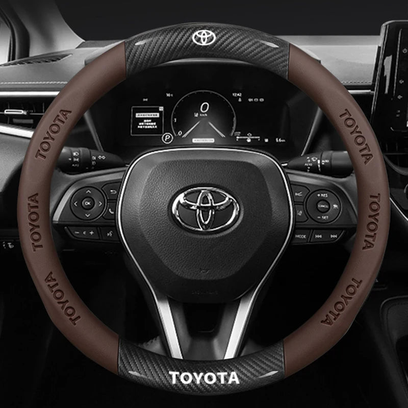 Carbon Fiber Leather Steering Wheel Cover for Toyota