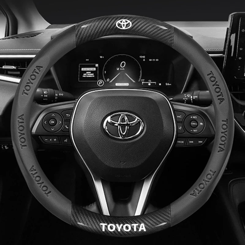 Carbon Fiber Leather Steering Wheel Cover for Toyota