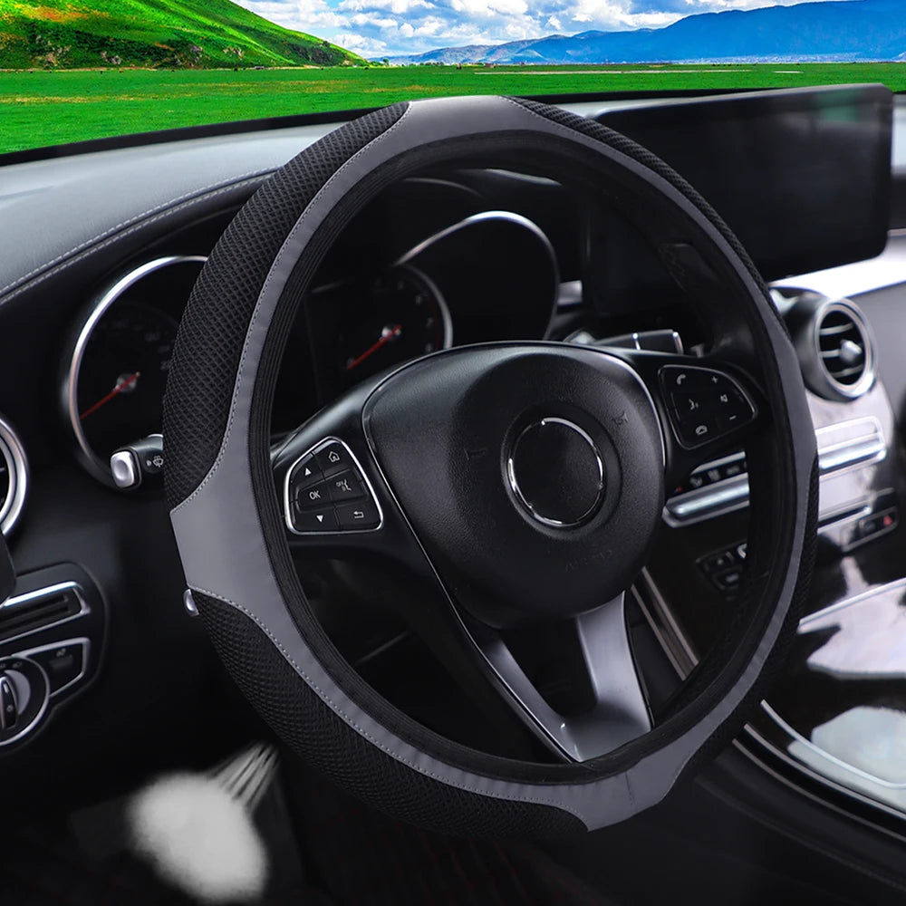 15 Inch Leather Steering Wheel Cover