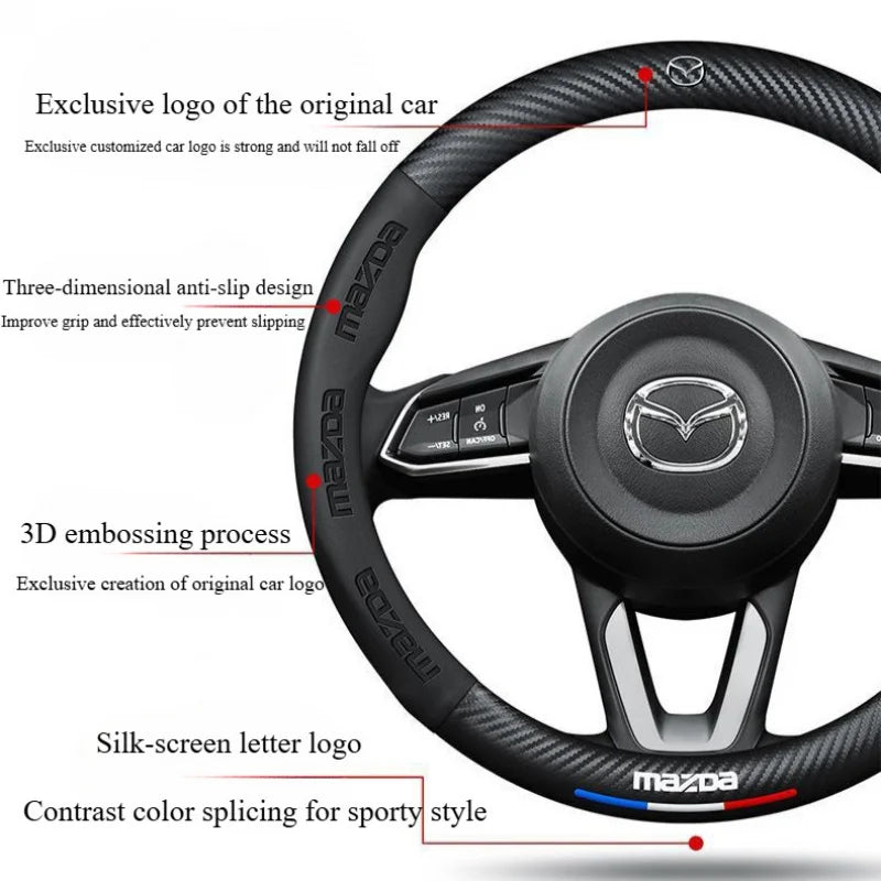 Carbon Fiber Car Steering Wheel Cover Mazda