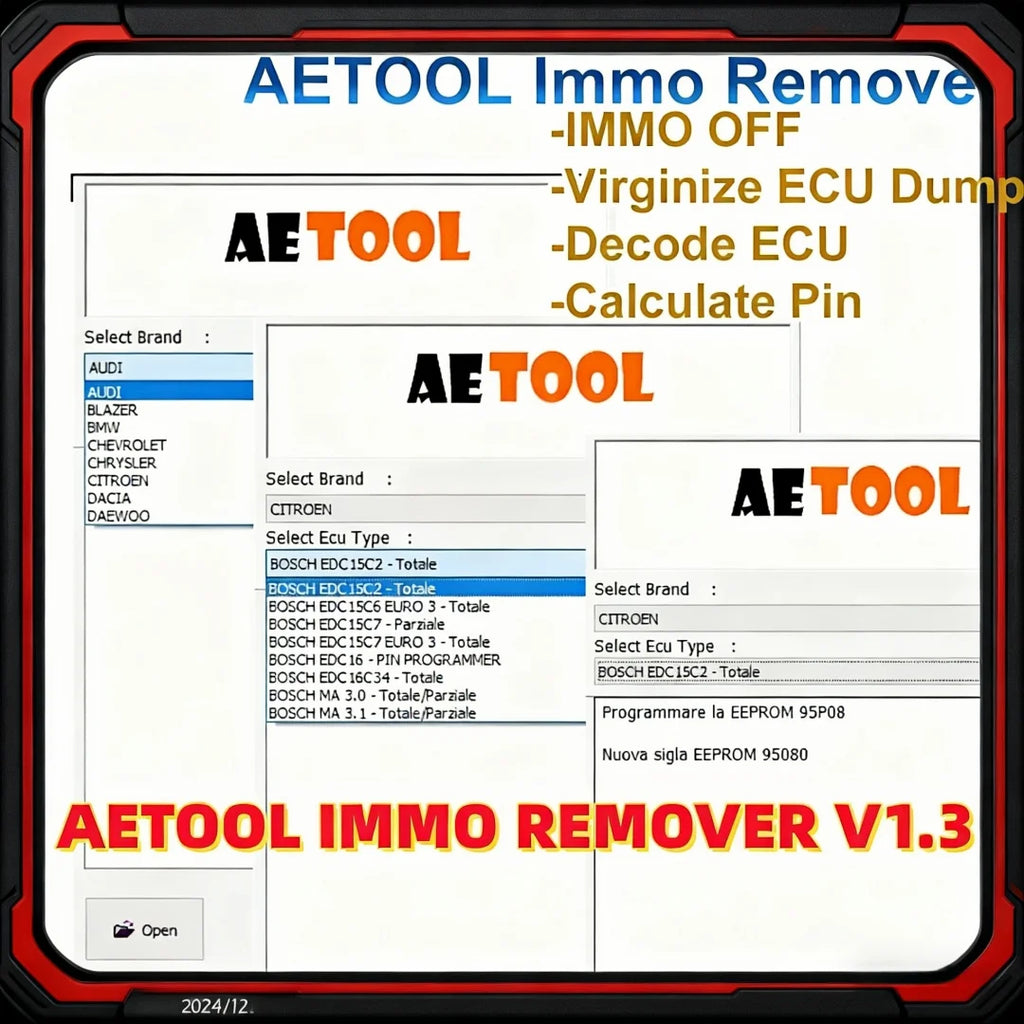 2025 AETOOL v1.3 ECU decoding Virgin/IMMO Remover